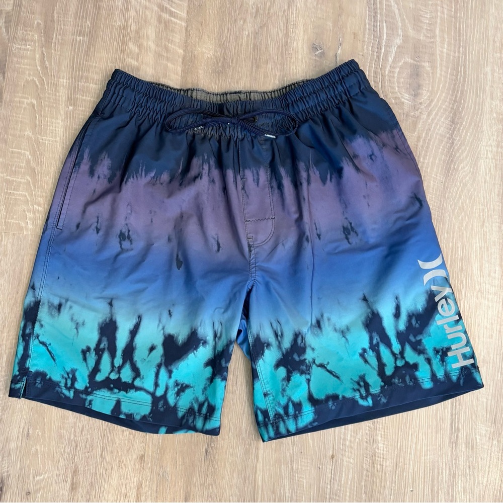 HURLEY Phantom Punta Arenas Volley Boardshorts Swim Lined Men’s Large Blue Logo